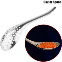 Stainless Steel Spherification Spoon, Slotted Caviar Spoon To Take Out Olives Capers From Jar, Molecular Gastronomy Kitchen Tool