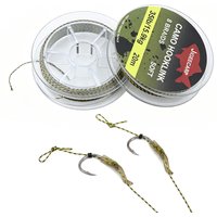 20M/Roll 8 Strands Braided Camouflage Carp Fishing Line Soft Hooklink Rigging Tackle for Hair Rig Chod Rig 15LB 25LB 35LB