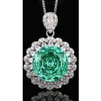 Luxury Green Emerald Jewelry for Women Round Flower Design Adjustable Ring Necklace Earrings Plated Bridal Wedding Party Gift