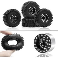 1.0 Wheels Deep Dish Rims Negative Offset 7mm with 1.0 Tires for Axial SCX24 Gladiator Bronco C10 JLU Deadbolt RC Crawler Car