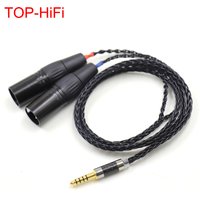 Câble adaptateur audio mâle, noir, haute qualité, 8 cœurs plaqués argent, 4.4mm, 2x 3 broches XLR