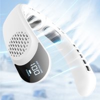 Neck Fan 360° Cooling Bladeless USB Rechargeable 4000mAh Portable Hanging Fan LED Display 3 Speed Quiet Personal Wearable Fan