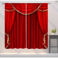 Theater Curtains, Retro Red Stage Film Movie Art Printed Blackout Window Drapes for Office Bedroom and Living Room