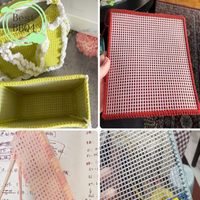 (BBQ4)Handcraft Latch Hook Bag Made Plastic Grid Hook Crafts Accessory Plastic Mesh Cloth For Bag Rug Thread Hook Craft Supplies