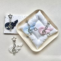 Y2K Wave Point Retro Wings Music Symbol Fabric Keychain Angel Wings Bag Pendant Subculture Harajuku Gift Decoration Accessories