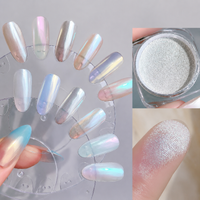1pc 6 Colors Ice Transparent Aurora Mirror Moonlight Nail Powder Iridescent Chrome Pigment for Nail Art