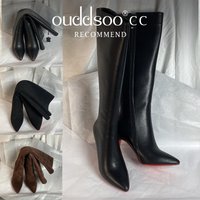 Ods Luxus Designer Sexy Spitz Pole Kniehohe Braun Schwarz Leder Rote Sohle Botas Mujer Stiefel Für Frauen 8 10 cm Große 41434546