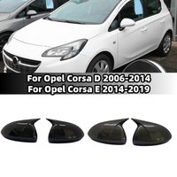 Pair Glossy Black/Carbon Look Car Side Rearview Mirror Cover For Vauxhall Corsa D 2006-2014 E 2014-2019 Door Wing Mirror Cap