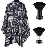 Professional Barber Salon Cape Set: Hair Cutting Cape+Neck Duster Brush-Stylist-Grade Hairdressing Apron for Barbers/Hairdresser