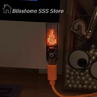 【S】Electronic Flame Candle 8x16 LED Matrix Display Light USB Powered Animated Visual Effects Mood Lighting - High Quality