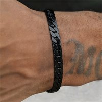 6mm Flat Cuban Chain Bracelets for Men,Trendy Stainless Steel Chain Links Wristband,Classic Punk Jewelry Gifts