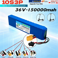36V 10S3P Lithium-Ionen-Akkupack 150000mAh mit eingebautem BMS XT60+JST-Anschluss, wiederaufladbarer Akku für Elektroroller und E-Bike