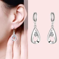 925 Sterling Silver Earrings Elegant Women Jewelry Lady Water Droplets Zircon Christmas Gifts Trendsetter