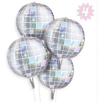 4pcs 22Inch Fetti Iridescent Disco Ball Foil Balloon Inspired Disco Bachelorette Party Decor Funky Birthday Celebration Supplies