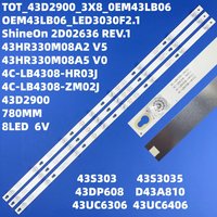 3 PCS LED Backlight Strip for Thomson 43UC6306 43UC6406 43S303 43S305 43DP608 D43A810 TOT_43D2900_3X8 OEM43LB06_LED3030F2.1