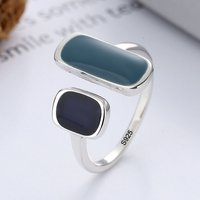 925 Sterling Silver Rings For Women Vintage Handmade Adjustable Green CZ Ring Fashion Band Female Bijoux Gift