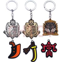 5cm/1.96in Monster Hunter Peripheral Keychain World Hunter Guild Logo Greatsword Bow Taijutsu Sword Exterminating Dragon Pendant