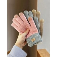 AliExpress nanatongxue Cashmere Knitted Touchscreen Gloves for Women, Full-Finger Warm Thickened Fleece-Lined Couple Gloves, Men's Korean Style Winter Cycling Gloves