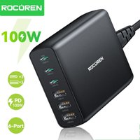 Rocoren 100W GaN Charger USB Type C PD Fast Charger Quick Charge 4.0 3.0 Multiple Desktop Charging Station For iPhone 17 Pro Max