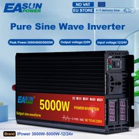 Inwerter sinusoidalny 5000W 4000W 3000W DC 12V 24V na AC 220V Samochodowy wielofunkcyjny konwerter gniazdek Narzędzia Wyświetlacz LED Zasilanie