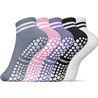 Women's Non-Slip Grip Socks Yoga Pilates Double Stripes Workout Ballet Athletic Tights