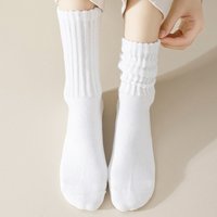 Cross Border Mens Long Tube Slouch Socks Spring Autumn Black White Gray Solid Color Trendy Versatile Mid Calf Socks