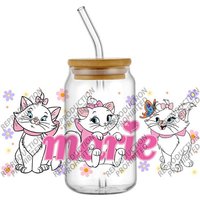 New Lovely Marie Cat Popular Cartoon 16oz UV DTF 3D Transfer Sticker Decals Wraps For Glass Can Cup Craft DIY Gift Creative