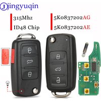 Jingyuqin 3/4 Tasten Auto Remote Key Fob 315/433Mhz ID48 Für VW Bettle CC EOS Golf Jetta Passat Tiguan Touareg 5K 0837202 AE/A/R
