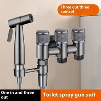 One in three out toilet companion with spray gun valve, bathroom kitchen stainless steel inlet valve accessories, bathroom acces