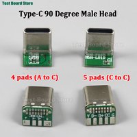 2/5/10pcs Type-C 90 Degree Male Head 4/5 Solder Pads CTOC Stretching Shell Mobile Data Cable Connector Game Charging PD Plug