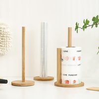 Solid Wooden Toilet Paper Holder Standing Kitchen Roll Paper save space Holder Natural Anti-Skid Base Paper Towel Holder
