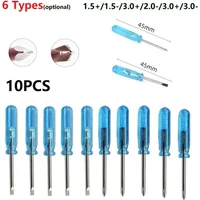 10pcs Mini Slotted Cross Screwdrivers Portable Screw Driver For X-Box Laptop Repair Tool Hand Tool 1.5+/1.5-2.0+/2.0-/3.0+/3.0