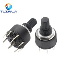 1PCS RS16 Plastic 16MM Rotary Band Switch 2 Pole 3 4 Position 1 Pole 5 6 8 Position Handle Length 15MM Axis Band Switch