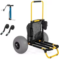 Hot Beach Fishing Cart Beach Wagon Trolley with 12" Big Balloon Wheels for Sand Foldable Beach Trailer with 18.5" X 15" Cargo