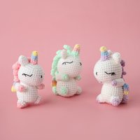 Funny Crochet Positive Energy Unicorn Dolls Home Room Decoration Handmade Knitted Unicorn Desktop Ornament Christmas Gifts
