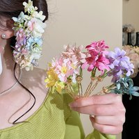New Spring Fabric Flower Hair Sticks for Women Girls Sweet Multi-color Pastoral Style Hair Fork Bridal Bridesmaid Accessories M