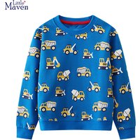 Little Maven New Boys Sweatshirt Kids Hoodies for Children Clothes Cartoon Excavator Cotton Spring and Autumn Tops