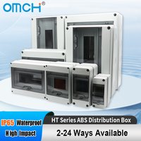 OMCH HT Series IP65 Waterproof Distribution Box ABS Electrical Junction Box Outdoor Circuit Breaker Enclosure 2-24 Ways