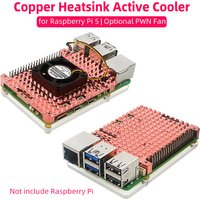 Raspberry Pi 5 Active Cooler Pure Copper Heatsink Optional PWM Cooling Fan with Silicone Pads Acrylic Plate for RPI 5 PI5