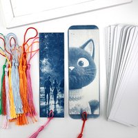 Sun Art Cyanotype Bookmark DIY Kit 4*14/5*14cm 12/24Pcs Handmade Craft Set with Color Tassel for Art Experience