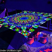 1 Piece Vibrant Luminous Mandala Awning with Hypnotic Geometric Triangle Pattern and Fluorescent Night Effect Made of Durable