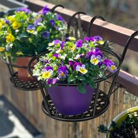 One pack of 1/2/3 iron art hanging flower pots with hanging hooks, metal plant planting hanging basket, detachable, for balcony
