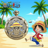 New Cartoon One Piece Pocket Watch Animation Peripherals Toys European American Vintage Bronze Fashion Children Boys Gift Toys