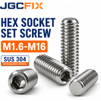 304 Stainless Steel M2-M16 Hex Socket Set Screws Flat Point Allen Head Headless Grub Screws Embedded Machine Fasteners