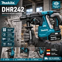 Akumulatorowy młotowiertak bezprzewodowy Makita DHR242, silnik bezszczotkowy 18 V, w zestawie oryginalna bateria 6,0 Ah BL1860B, wiertło SDS-Plus 26 mm, 3 tryby pracy, do wiercenia w betonie, szybka