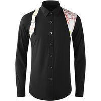 Fashion Shoulder Strap Splicing Long Sleeved Men's Shirt Cargo Casual Daily Shirts Slim Fit Cotton Business Party Social Tops