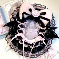 Black and Pink Photocard Decoration Toploader Lace Sweet Ita Bag Accessories Ornament Anime Cards 3 Inch Holder