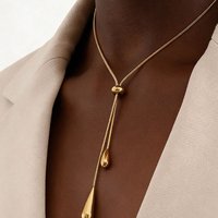 1pc legant Gold Water Drop Lariat Necklace for Women, Adjustable Y-shaped Pendant Necklace,