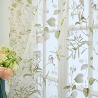 Rideaux en tulle transparent imprimé de fleurs vertes, jardin campagnard américain, salon, écran de fenêtre, chambre à coucher, rideaux Tyys