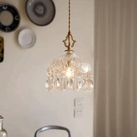 Francuska Retro Szklana Lampa Wisząca LED Luksusowy Artystyczny Żyrandol do Sypialni Baru Restauracji Lampa Sufitowa Nad Stół z Żarówką E14